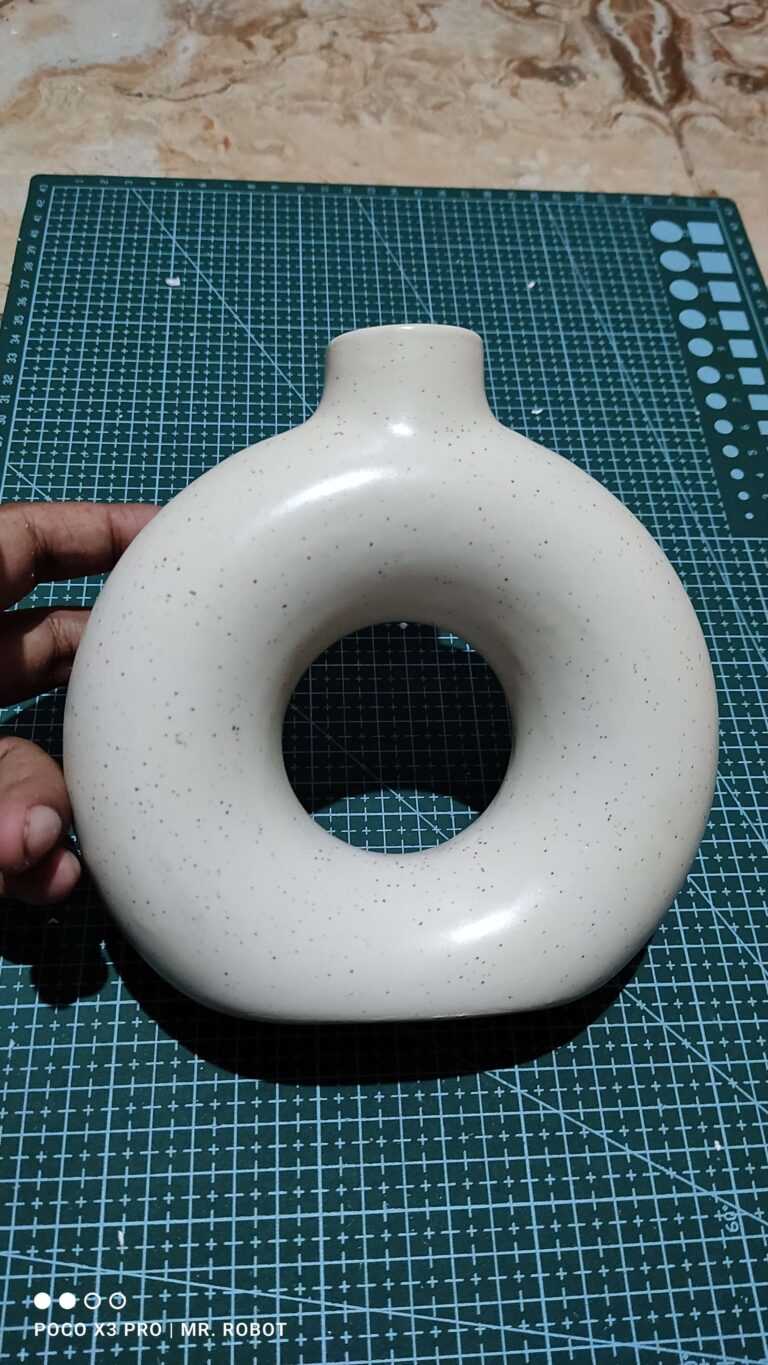 White Ceramic Donut Vase Set of 2