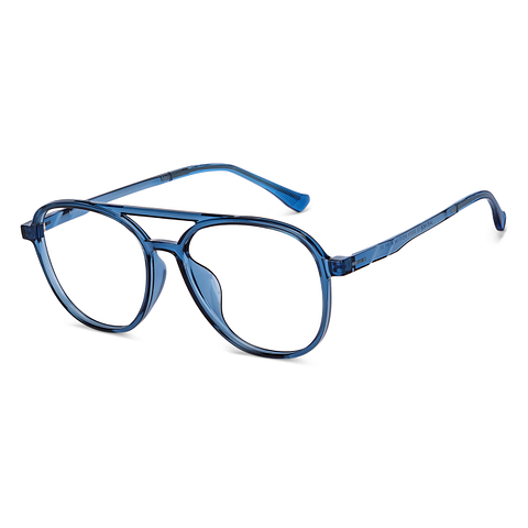 Blue Transparent Full Rim Aviator Eyeglasses