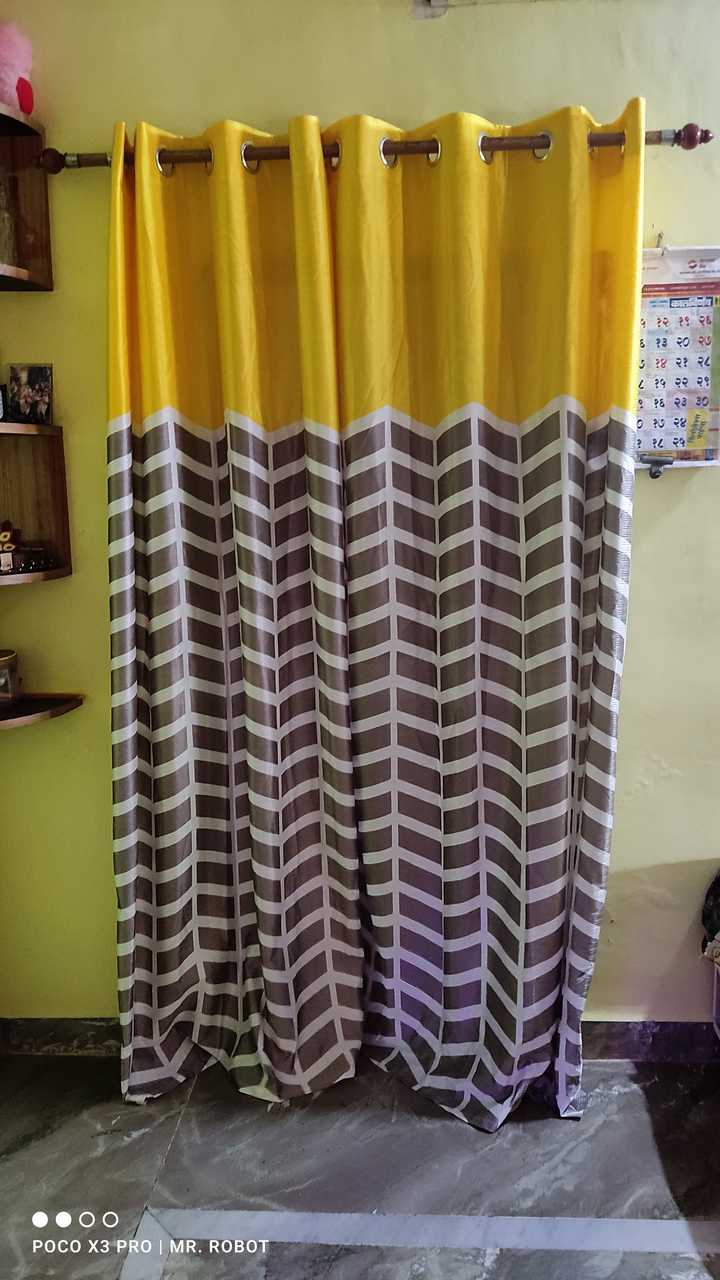 Door Curtain|Solimo Polyester Striped Print Door Curtain|7 Feet|Amazon Brand|Yellow|Solimo Door Curtain|Polyester Door Curtain|Semi Transparent Door Curtain|Solimo|Amazon|Whats In Box