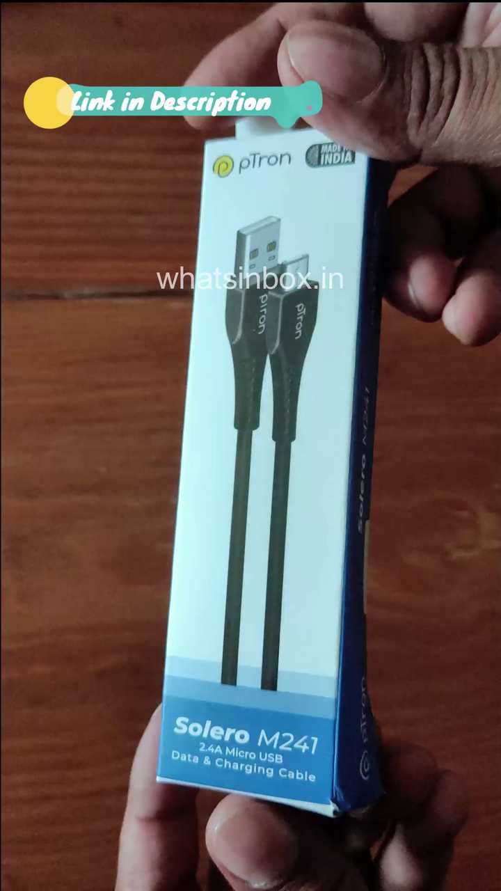 pTron USB-A to Micro USB 2.4A|Fast Charging|Micro USB Cable|2.4A|Rapid Charging |pTron Charging Cable|Made in India|Cable|480mbps|Black|pTron|Amazon|Whats In Box