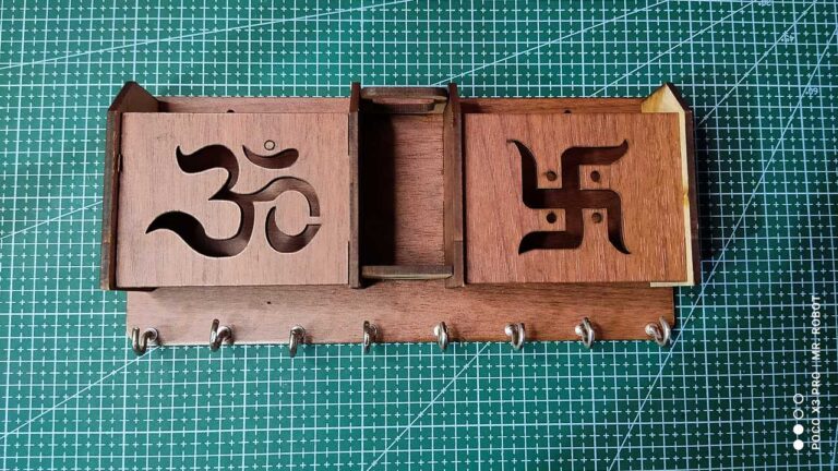Om Swastik Key holder for |Home|Office|Kitchen|Key Holders|for Wall|Mobile Stand cum Wood Key Holder|Wooden Om Swastik Design with Mobile Key and Pen Holder|Amazon|Whats In Box