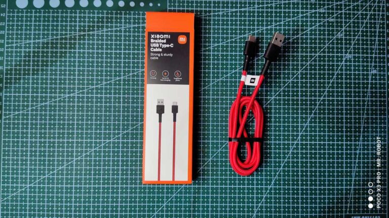 Mi Braided USB Type-C Cable|Braided Type C|Cable|22.5W|3A|Fast Charging|Type C Cable|1M|Tangle Free|Braided|Kevlar|Protection|Red|Xiaomi|Amazon|Whats In Box