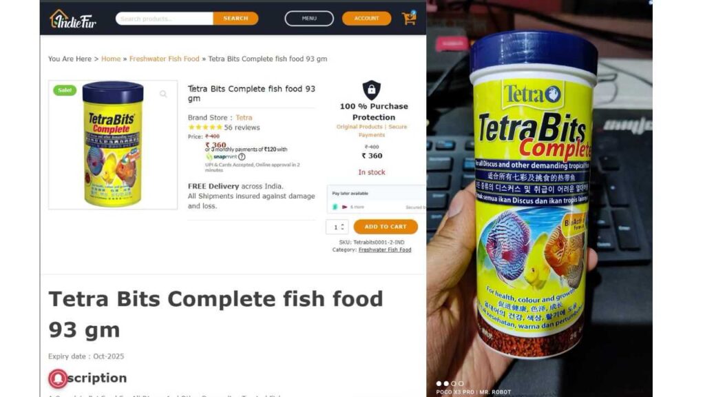 Indiefur Review|Indiefur First Order|Indiefur Fish Food|Indiefur Products|TetraBits Complete|All Life Stages|300ml|93g|Pellet|Best|Fish Food|Indiefur|TetraBits|Tetra|Amazon|Whats In Box