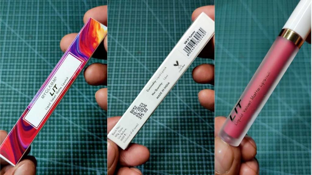 MyGlamm LIT Velvet Matte|Liquid Lipstick|Yummy|Muted Candy|Pink |Shade|Hydrating|Creamy|Vitamin E|Matte Liquid Lipstick|1.6 ml|MyGlamm|Amazon|Whats In Box